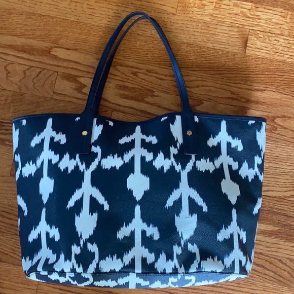 C. Wonder Tote Bag Shopper Navy White Gold Large Handbag EXC COND - Picture 4 of 6